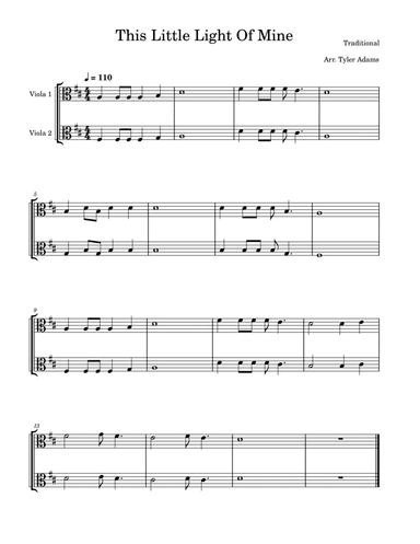 This Little Light Of Mine (Easy Viola Duet)