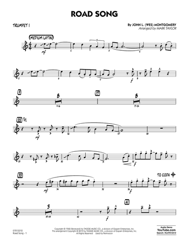 Road Song (arr. Mark Taylor) - Trumpet 1