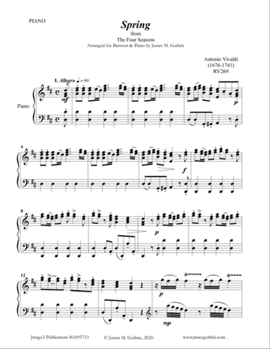 Vivaldi: The Four Seasons Complete for Bassoon & Piano
