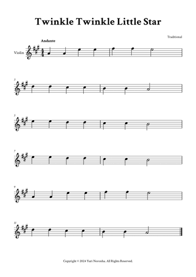 Twinkle Twinkle Little Star (A Major)