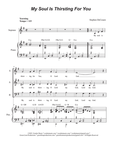My Soul Is Thirsting For You (Vocal Trio - (SAB)