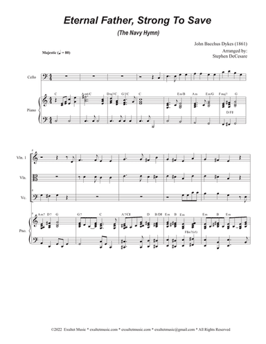 Eternal Father, Strong To Save (The Navy Hymn) (String Quartet and Piano)
