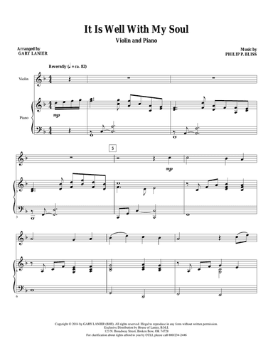 It Is Well With My Soul (Violin Pn duet with Vln Part)