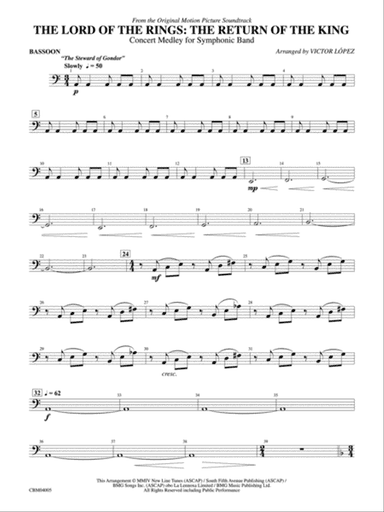 The Lord of the Rings: The Return of the King, Symphonic Suite from: Bassoon