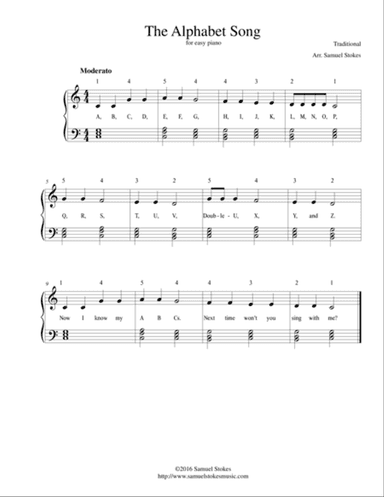 The Alphabet Song - for easy piano