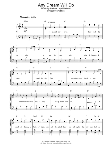 Any Dream Will Do (from Joseph and the Amazing Technicolor Dreamcoat)