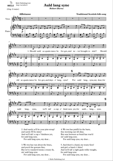 Auld lang syne (Solo song) (E Major)