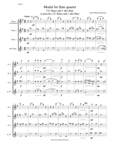 Modal for flute quartet (3 C flutes (or Piccolo, 2 C Flutes) and 1 Alto Flute)