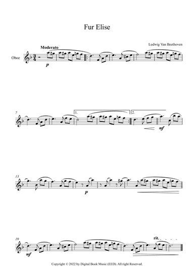 Fur Elise - Ludwig Van Beethoven (Oboe)