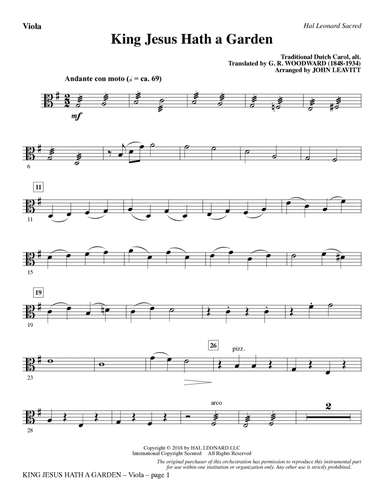 King Jesus Hath a Garden (arr. John Leavitt) - Viola