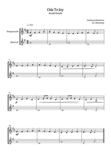 Ode to Joy for trumpet and Horn.