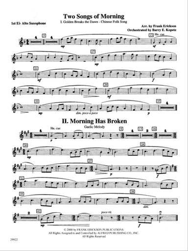 Two Songs of Morning: E-flat Alto Saxophone