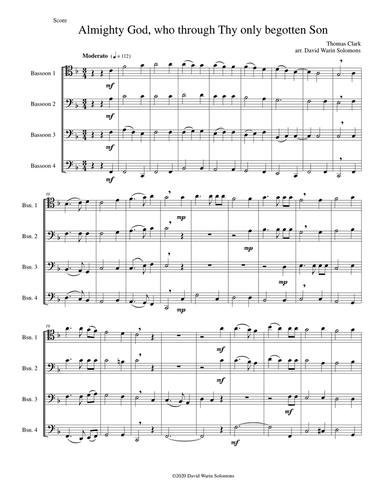 Almighty God, who through thy only begotten Son (Easter motet) for 4 bassoons