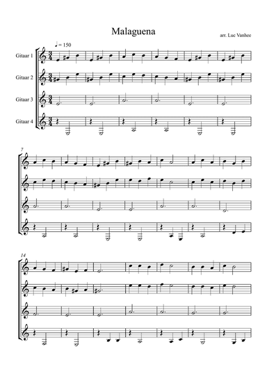 Malaguena ( Guitar Quartet )