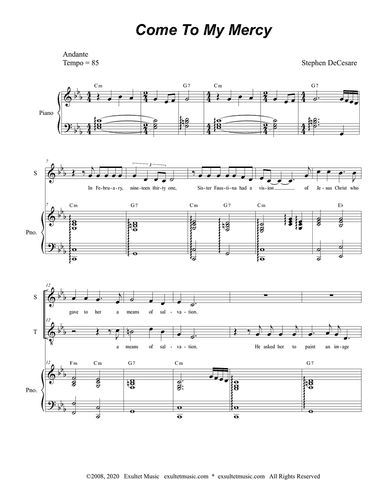 Come To My Mercy (Duet for Soprano and Tenor Solo)