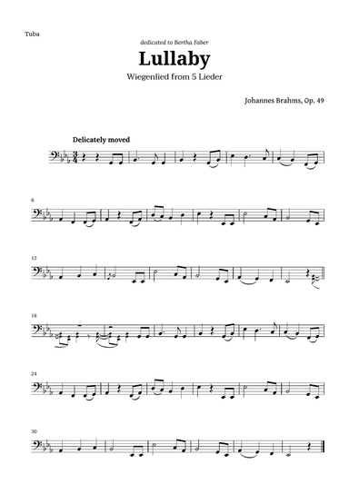 Wiegenlied (lullaby) by Brahms for Tuba
