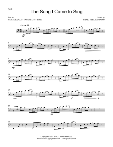 The Song I Came To Sing - Cello