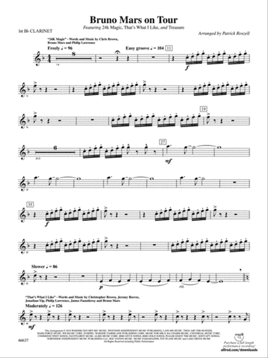 Bruno Mars on Tour: 1st B-flat Clarinet
