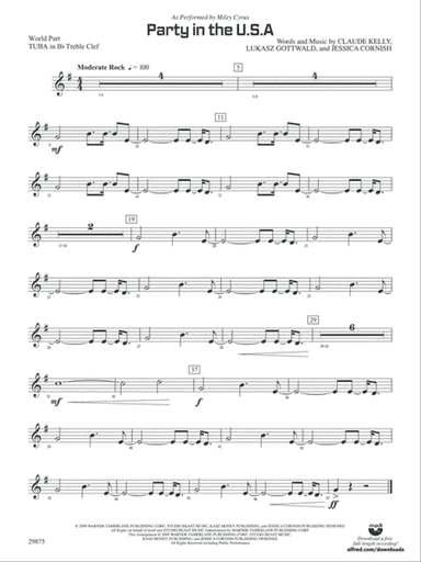 Party in the U.S.A.: (wp) B-flat Tuba T.C.