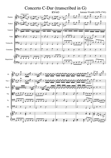 Concerto per Flautino 443- Allegro Molto (Arr. G Major)