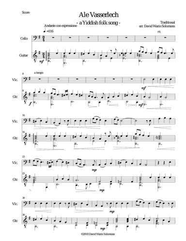 Ale vasserlech (All the waters flow away) for cello and guitar