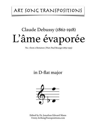 DEBUSSY: L'âme évaporée (transposed to D-flat major)