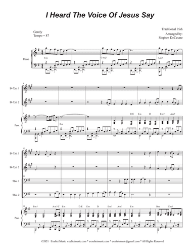 I Heard The Voice Of Jesus Say (Brass Quartet and Piano - Alternate Version)