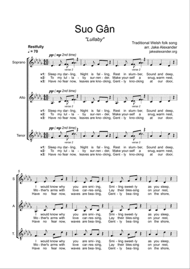 Suo Gân - SAT a cappella