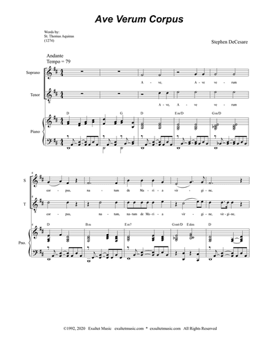 Ave Verum Corpus (2-part choir - (Soprano and Tenor)