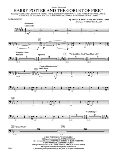 Harry Potter and the Goblet of Fire,™ Concert Suite from: 3rd Trombone