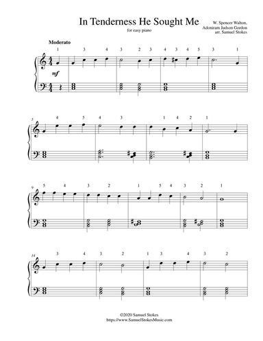 In Tenderness He Sought Me - for easy piano
