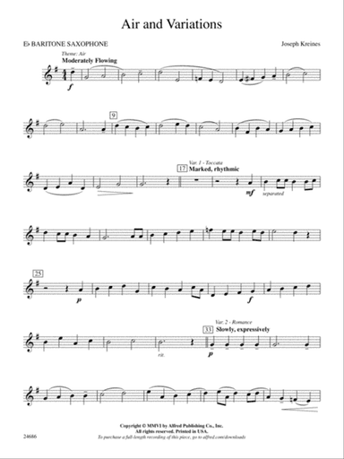 Air and Variations: E-flat Baritone Saxophone