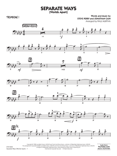 Separate Ways (Worlds Apart) (arr. Paul Murtha) - Trombone 1
