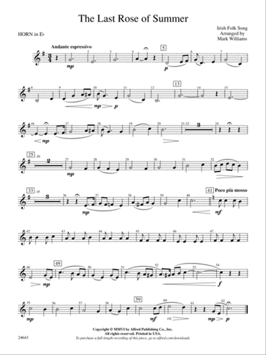 The Last Rose of Summer: (wp) 1st Horn in E-flat