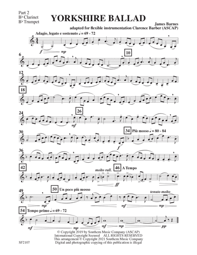 Yorkshire Ballad, 2nd Edition - Clarinet/Trumpet 2
