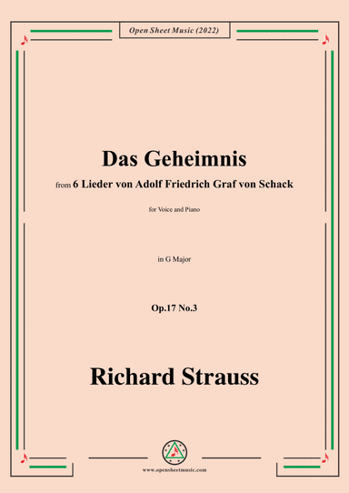 Richard Strauss-Das Geheimnis,in G Major,Op.17 No.3