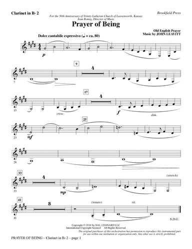 Prayer of Being - Clarinet 2 in Bb