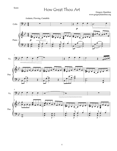 How Great Thou Art - for Cello and Piano