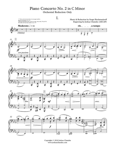Rachmaninoff Piano Concerto No. 2 in C Minor - Orchestral Reduction Only (all movements)