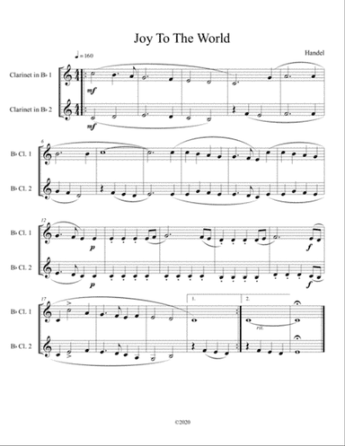 Joy To The World (clarinet duet)