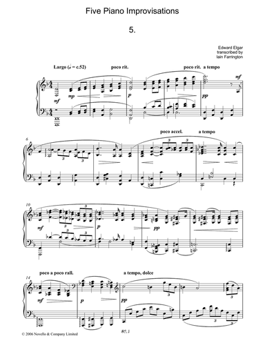 Five Piano Improvisations: 5. Largo