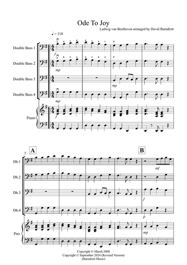 Ode To Joy for Double Bass Quartet