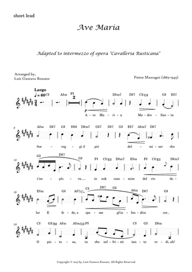 Mascagni - Ave Maria (C# Major)