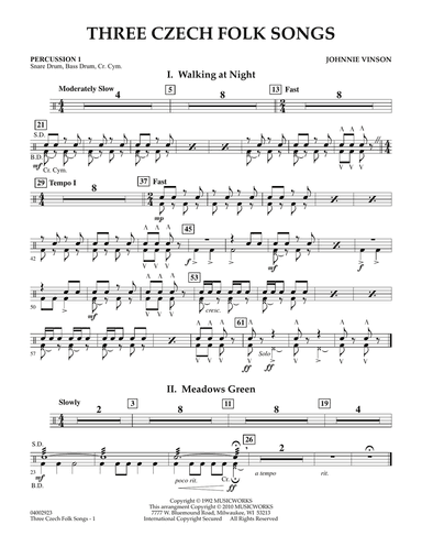 Three Czech Folk Songs - Percussion 1