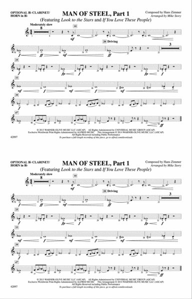 Man of Steel, Part 1: Optional Bb Clarinet/Horn in Bb