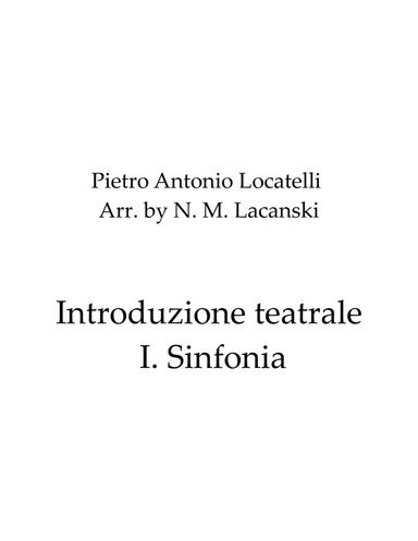 Introduzione teatrale I. Sinfonia