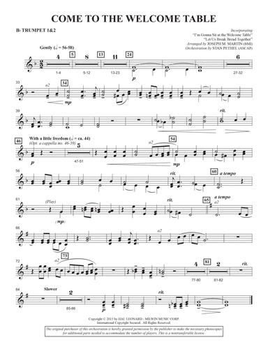 Come To The Welcome Table (Consort) - Bb Trumpet 1 & 2