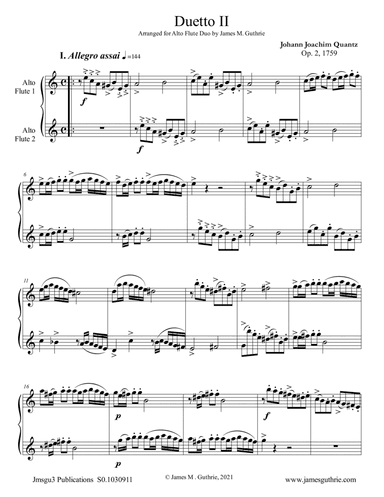 Quantz: Duetto Op. 2 No. 2 for Alto Flute Duo