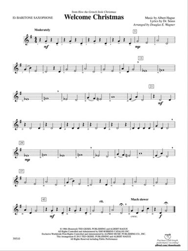 Welcome Christmas (from How the Grinch Stole Christmas): E-flat Baritone Saxophone