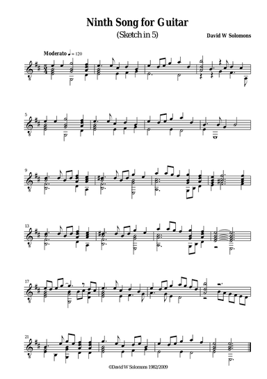 9th Song for guitar (Sketch in 5)